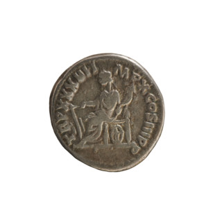 Denarius of Marcus Aurelius (121–180; Roman emperor 161–180). Obverse: Bust of Marcus Aurelius with