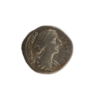 Denarius, Roman Empire, 161–176 CE. Obverse: Bust of Empress Faustina the Younger right, draped,