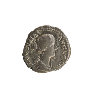 Denarius, Marcus Aurelius (121–180; Roman emperor 161–180). Obverse: Bust of Faustina the Younger