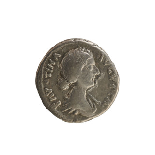 Denarius, Marcus Aurelius (121–180; Roman emperor 161–180) and Faustina the Younger (ca. 130–176;