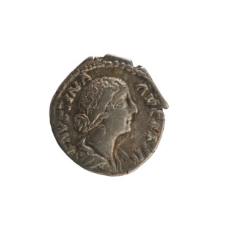 Denarius, Marcus Aurelius (121–180; Roman emperor 161–180) and Faustina the Younger (ca. 130–176;