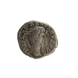 Denarius of Lucius Verus (130–169; Roman emperor 161–169). Obverse: bust of Lucius Verus facing