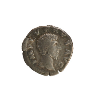 Denarius of Lucius Verus (130–169; Roman emperor 161–169). Obverse: Emperor's bust facing right;