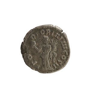Denarius of Lucius Verus (130–169; Roman emperor 161–169). Obverse: Emperor's bust right; legend