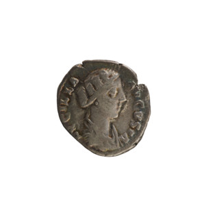Denarius, Lucius Verus (130–169) and Lucilla (149–182), 164–169 CE. Obverse: Bust of Lucilla right,