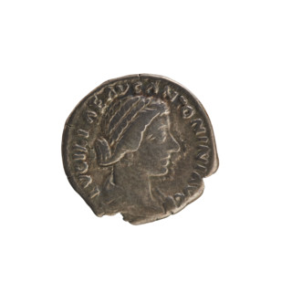 Denarius, Lucius Verus (130–169; Roman emperor 161–169), Lucilla (149–182; Roman empress 164–169).