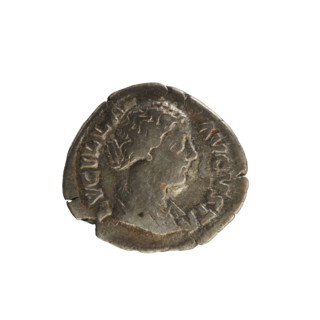 Denarius of Lucius Verus (130–169) and Lucilla (149–182), Roman Empire, 164–169. Obverse: Bust of
