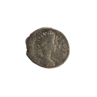 Denarius, Marcus Aurelius (121–180; Roman emperor 161–180). Obverse: Bust of Commodus (161–192;