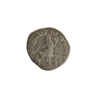Denarius, Marcus Aurelius (121–180; Roman emperor 161–180). Obverse: Bust of Commodus in right,