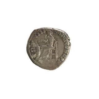 Denarius, Marcus Aurelius (121–180; Roman emperor 161–180). Obverse: head of Commodus in right,