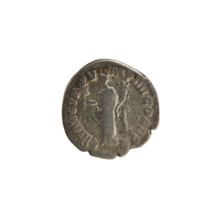 Denarius of Commodus (161–192 AD). Obverse: laureate, right-facing bust of the emperor with pearl