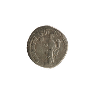 Denarius of Commodus (161–192 CE). Obverse: Emperor's head right, laurel wreath; legend M COMMODVS