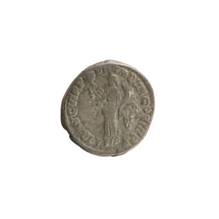 Denarius of Commodus (reign 177–192 AD). Obverse: Emperor's head right, wearing a laurel wreath;