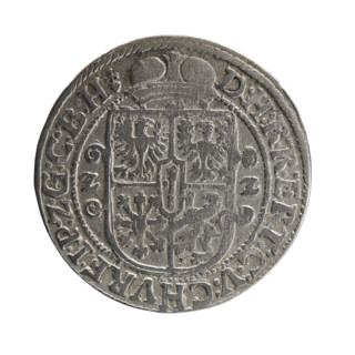 Obv. Bust facing right in a wide ruff, armor, girded with a sash. A sceptre in his right hand. In