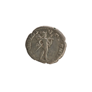 Denarius, Commodus (161–192 CE). Obverse: laureate imperial bust right; inscription fragment 'AVM