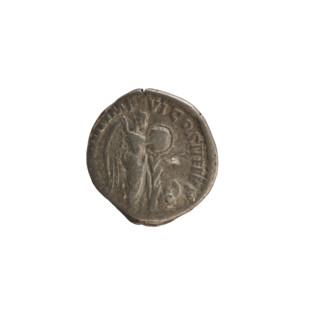 Denarius of Commodus (reign 177–192). Obverse: laureate, right-facing bust of the emperor;