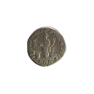 Denarius of Commodus (reigned 177–192). Obverse: Laureate bust of the emperor right; pearly border;