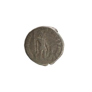Denarius of Commodus (161–192; Roman emperor 177–192). Obverse: emperor's head right, wearing a