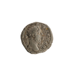 Denarius of Commodus (reigned 177–192). Obverse: laureate, right-facing bust of the emperor with