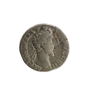 Denarius of Commodus (reigned 177–192). Obverse: Emperor's head right, wearing laurel wreath;