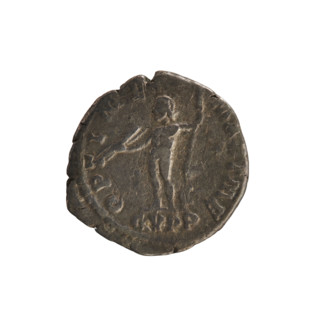 Denarius of Commodus (reigned 177–192). Obverse: laureate bust of the emperor right; inscription M