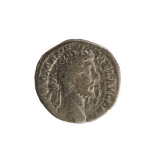 Denarius of Commodus (reigned 177–192 AD), obverse: laureate bust of the emperor right; inscription