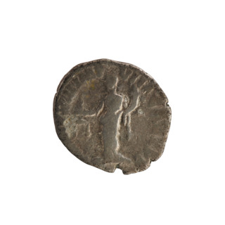 Denarius of Commodus (reigned 177–192 CE). Obverse: Emperor's head right, wearing a laurel wreath;