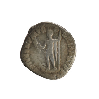 Denarius of Commodus (reigned 177–192). Obverse: Emperor's head right, laurel wreath; legend M COMM