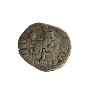 Denarius of Commodus (161–192; Roman emperor 177–192). Obverse: Emperor's head right, laurel