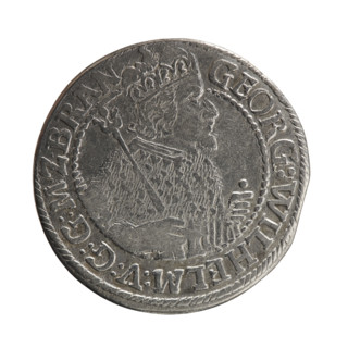 Obv. Male bust facing right in mitre and electoral mantle, holding a sceptre in his right hand and
