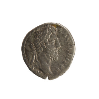 Denarius of Commodus (161–192; Roman emperor 177–192). Obverse: Emperor's bust right, wearing a