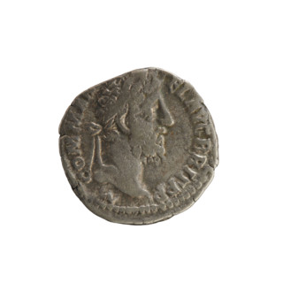 Denarius of Commodus (161–192; Roman emperor 177–192). Obverse: laureate bust of the emperor right,