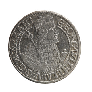 Obv. Male bust facing right in mitre and electoral mantle; a sceptre in his right hand, left