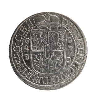 Male bust in armor; obverse: bust facing right in mitre and electoral mantle, sceptre in right