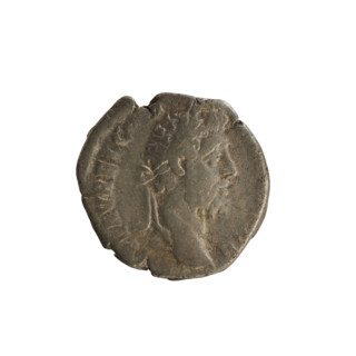 Denarius of Commodus (reign 177–192). Obverse: emperor's head right, wearing a laurel wreath,