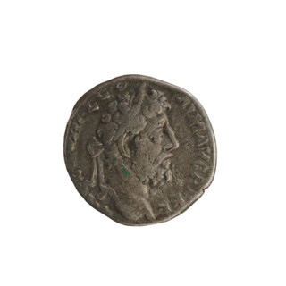 Denarius of Commodus (reigned 177–192). Obverse: Emperor's head right, laurel-wreathed, inscribed L