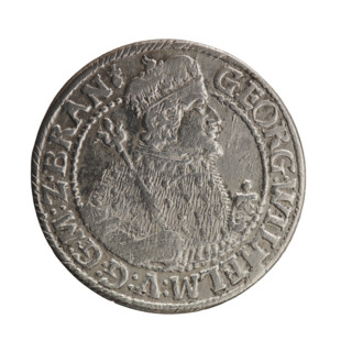 male bust in armor, coats of arms, George William Hohenzollern (Elector of Brandenburg; Duke of