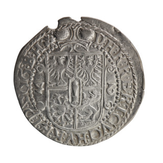 Ort forgery from the period, Pfahler, Ernest (for the original). Coats of arms, male bust in armor: