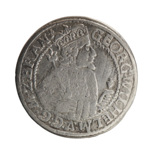 Male bust in armor with coats of arms, George William Hohenzollern (Elector of Brandenburg; Duke of