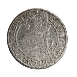 Male bust in armor; obverse: bust facing right in mitre and electoral mantle, sceptre in right