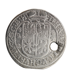 Obv. Male bust facing right in mitre and electoral mantle, holding a sceptre in his right hand with