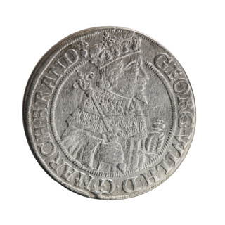 Obv. Bust facing right in mitre and electoral mantle; right hand holds a sceptre, left rests on a