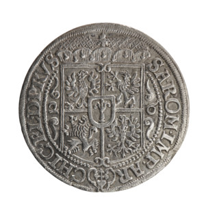 Male bust in armor, coats of arms, George William Hohenzollern (Elector of Brandenburg; Duke of