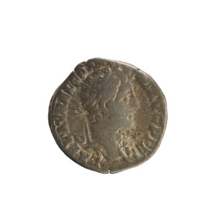 Denarius of Commodus (161–192; Roman emperor 177–192). Obverse: Emperor's bust right, wearing a