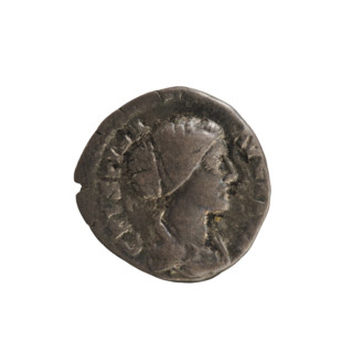 Denarius of Commodus (reign 177–192) and Crispina (empress 178–191). Obverse: Bust of Empress