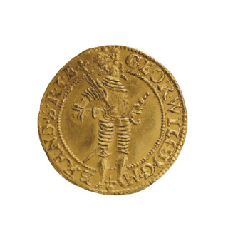 ducat, coats of arms, male figures, George William Hohenzollern (Elector of Brandenburg; Duke of