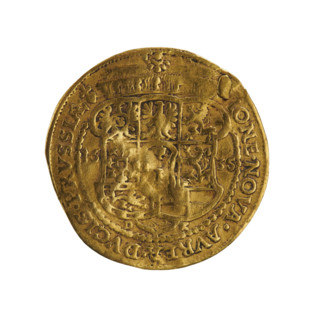 Obverse: Bust turned right with long hair, pointed beard and mustache, wearing a ducal mitre,