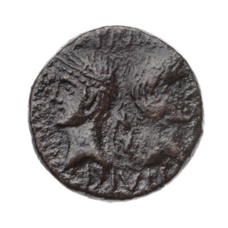 Octavian Augustus (63 BC–14 AD; Roman emperor 27 BC–14 AD). Obverse: heads of Augustus (right,