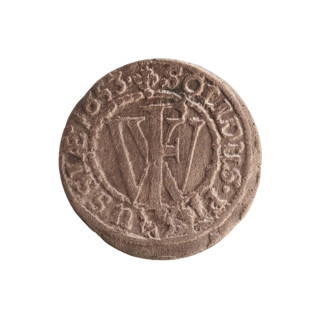 szelag (coin), Obv. Prussian eagle, on its chest a monogram composed of the letters IC; in the rim,
