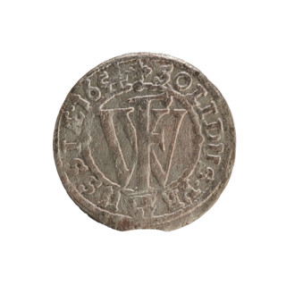 szelag; obverse: Prussian eagle with monogram IC on its chest; rim inscription beginning with a